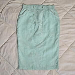 Vintage SCALA Milano LA Pencil Skirt With Pockets 1980s Peppermint Teal